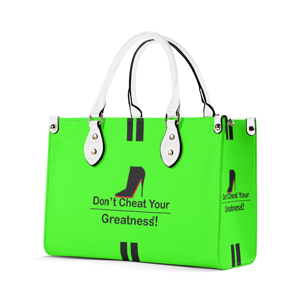 DCYG  Black Red Bottoms & Neon Green Multiple Sizes Upgraded Luxury Women PU Leather Handbag