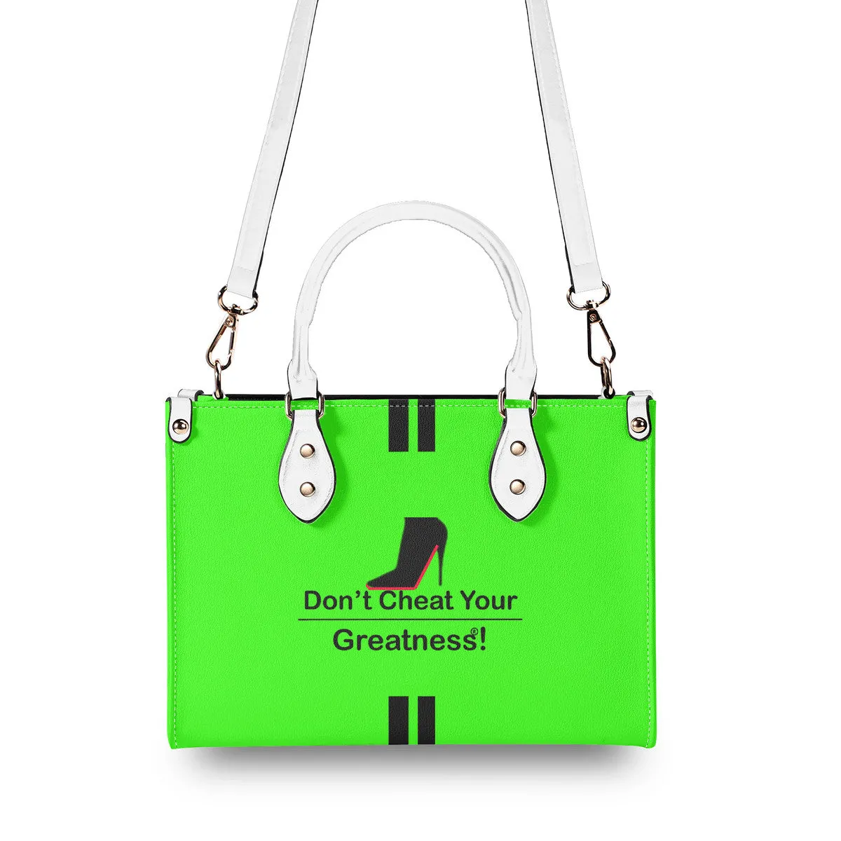 DCYG  Black Red Bottoms & Neon Green Multiple Sizes Upgraded Luxury Women PU Leather Handbag
