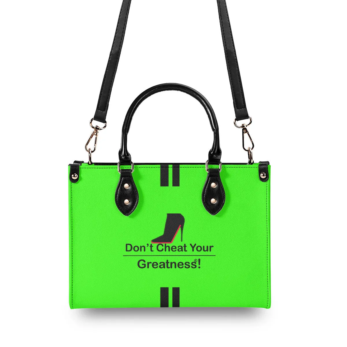 DCYG  Black Red Bottoms & Neon Green Multiple Sizes Upgraded Luxury Women PU Leather Handbag