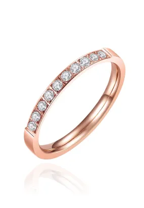 Diamante Cubic Zirconia Inset Single Band Ring
