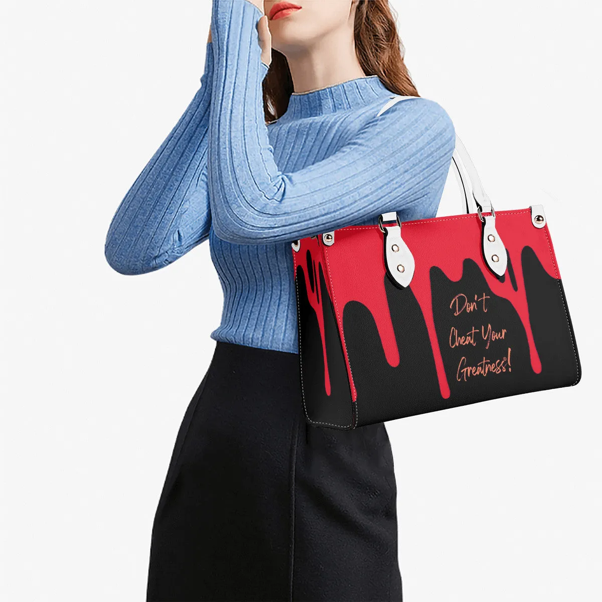 DRIP Orange CR Logo & Black Multiple Sizes Upgraded Luxury Women PU Leather Handbag