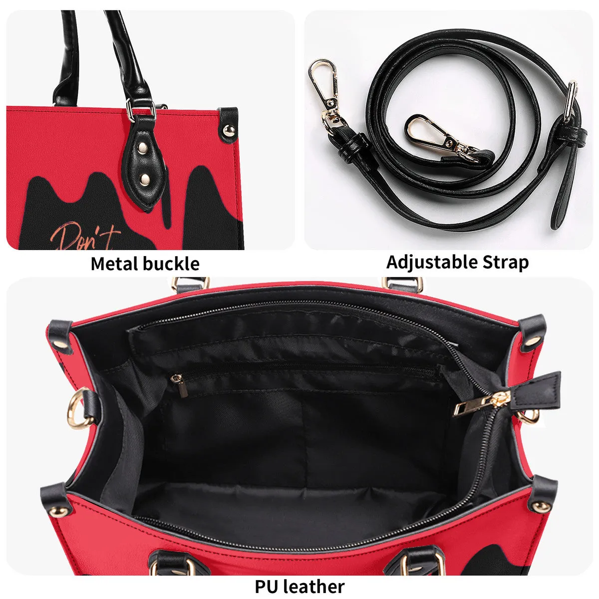 DRIP Orange CR Logo & Black Multiple Sizes Upgraded Luxury Women PU Leather Handbag