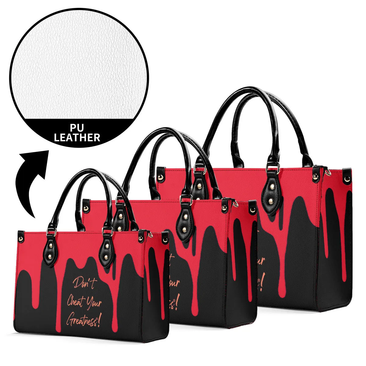 DRIP Orange CR Logo & Black Multiple Sizes Upgraded Luxury Women PU Leather Handbag