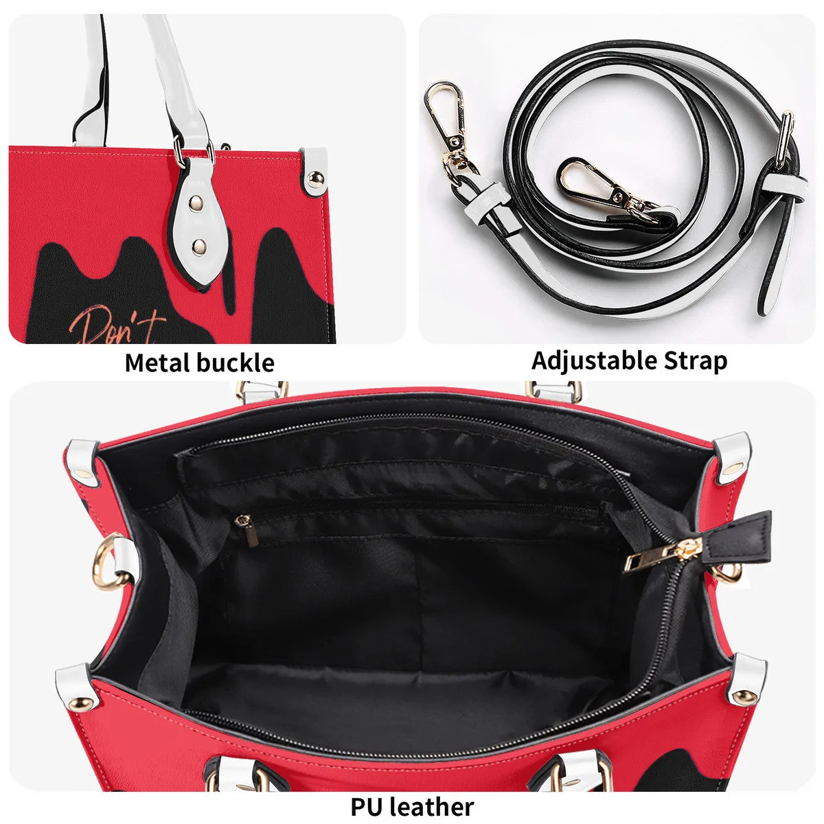 DRIP Orange CR Logo & Black Multiple Sizes Upgraded Luxury Women PU Leather Handbag