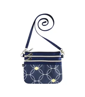 Earth Squared - 3 Zip Pouch Crossbody Bag - Oil Cloth - Copenhagen - Navy - 19x15cms