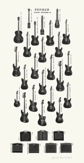 Electric Instrument Co Dirty Black Silkscreen Print by Jacob Borshard