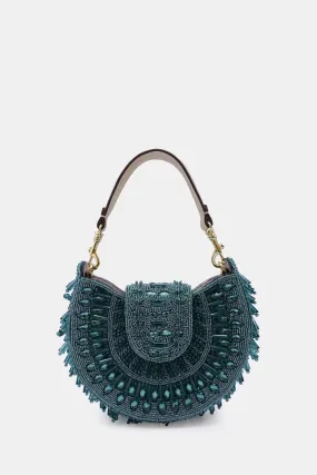 Emerald Green Embellished Clutch with Sling