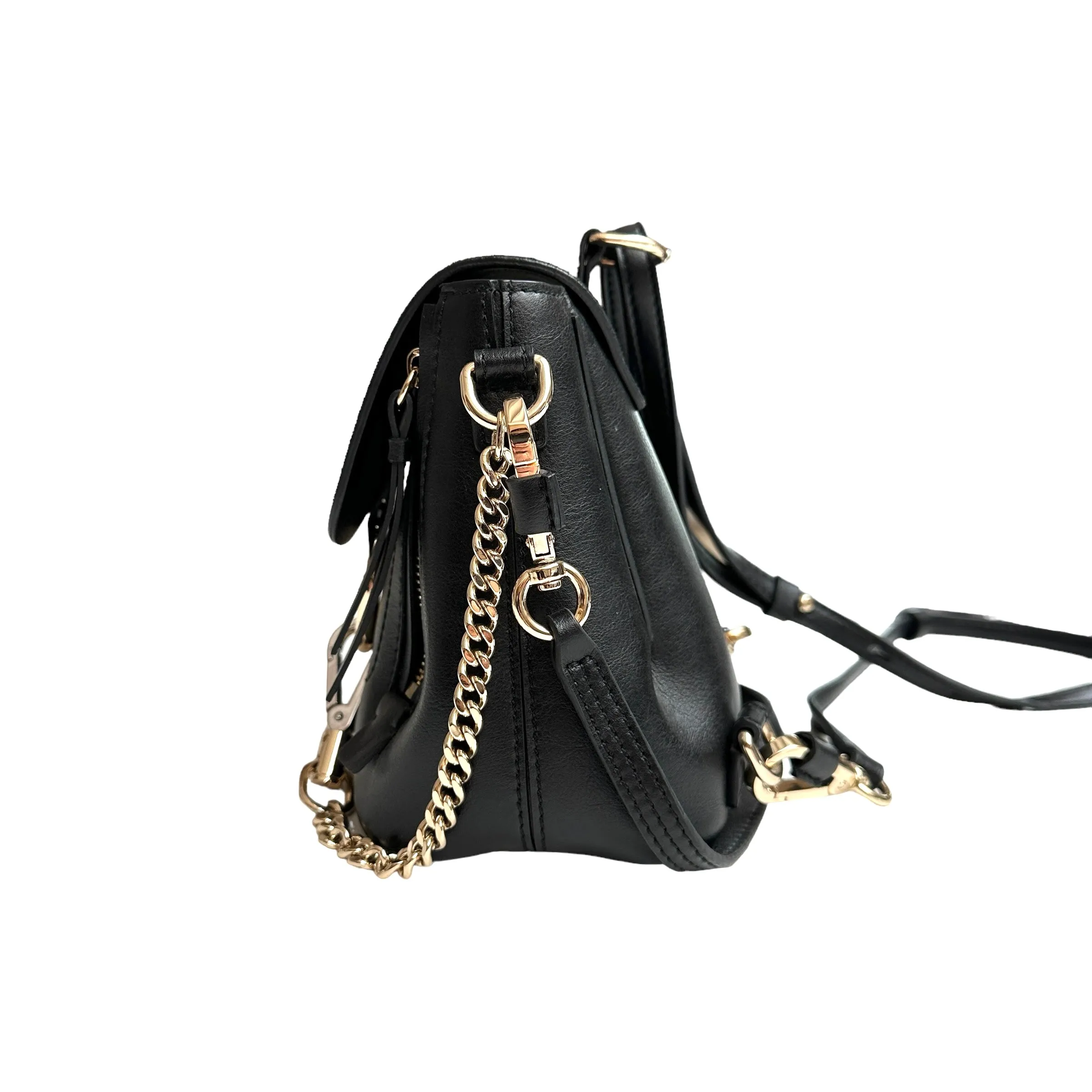 Faye Black Leather Mini Convertible Bag