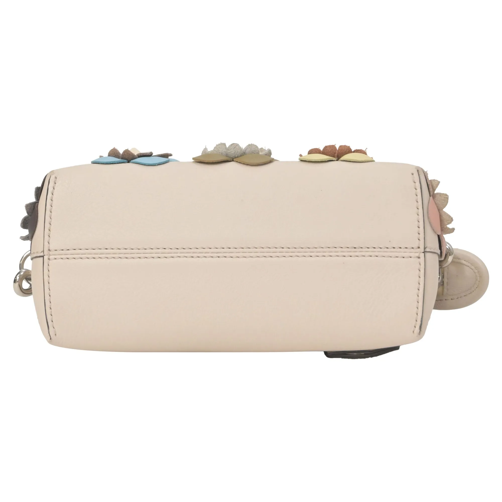 Fendi Mini By The Way Flowerland Crossbody Bag in White Leather
