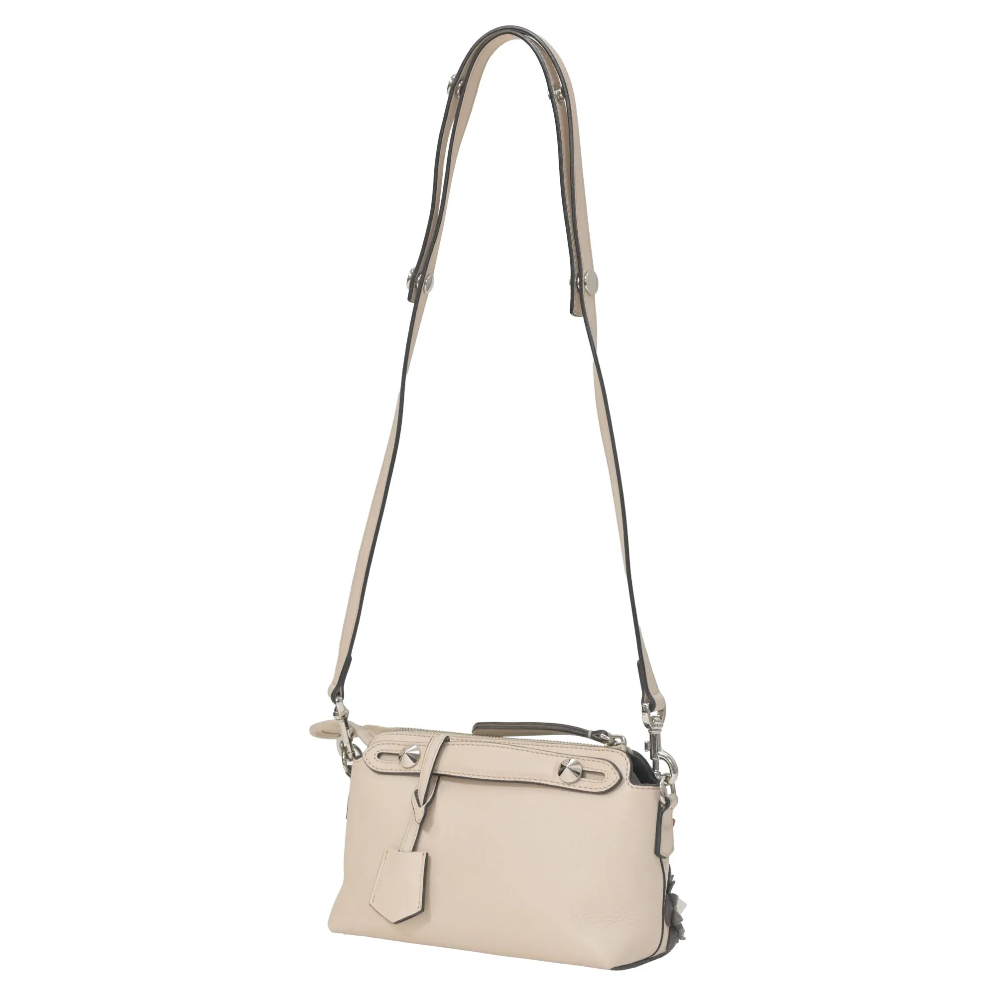 Fendi Mini By The Way Flowerland Crossbody Bag in White Leather
