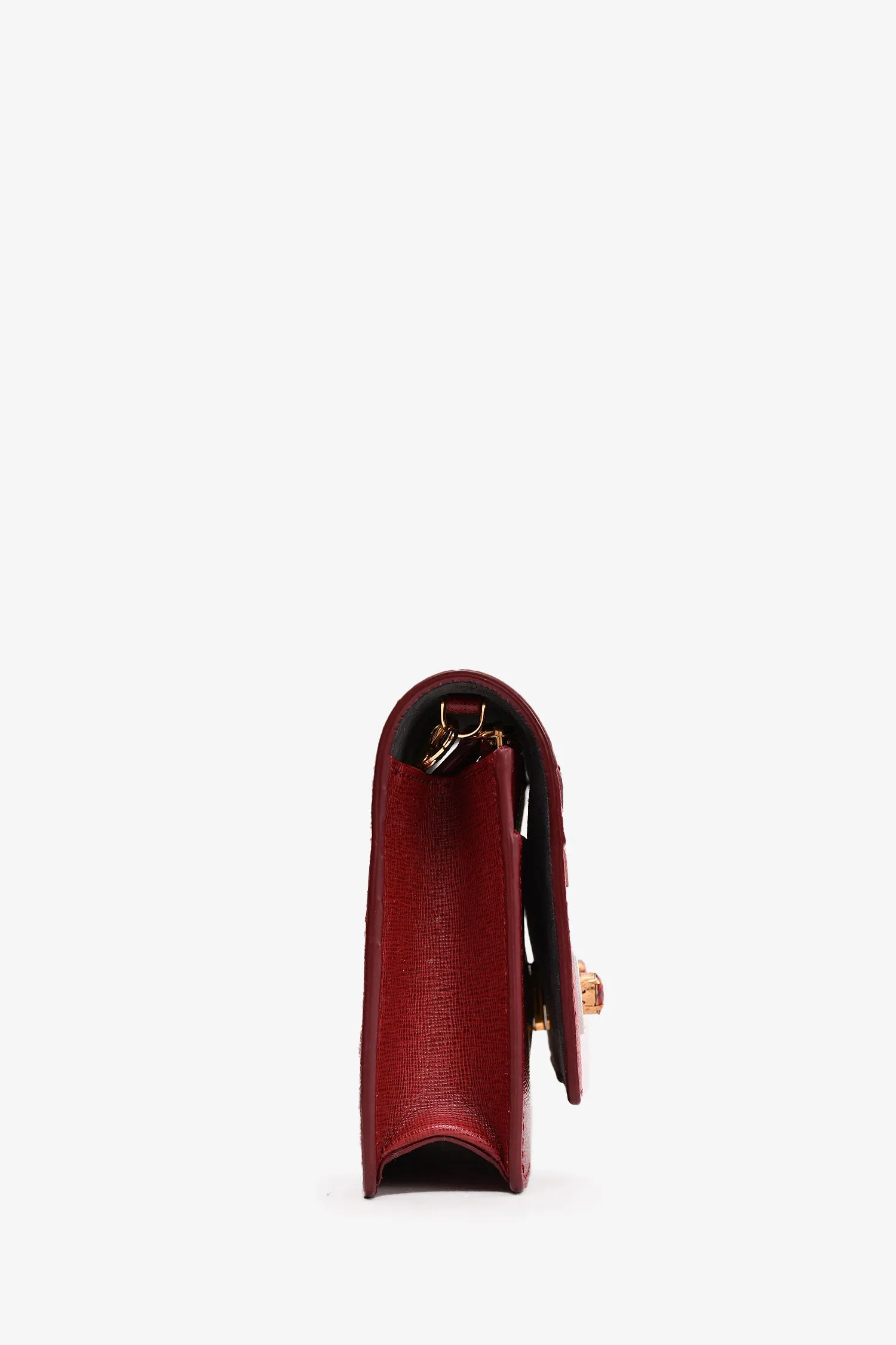 Fendi Red/Pink Leather Monster Wallet On Chain Crossbody