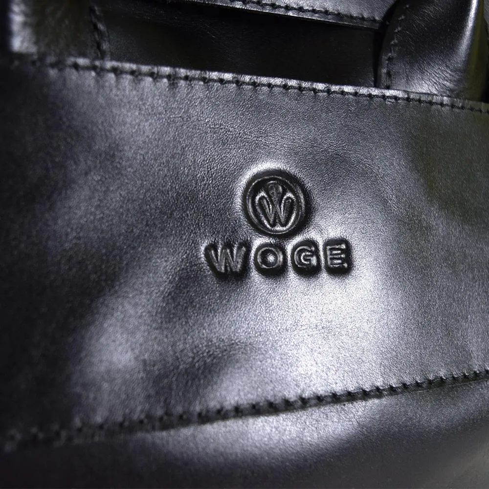 Foldover Tote in Black Leather C ncled Carry