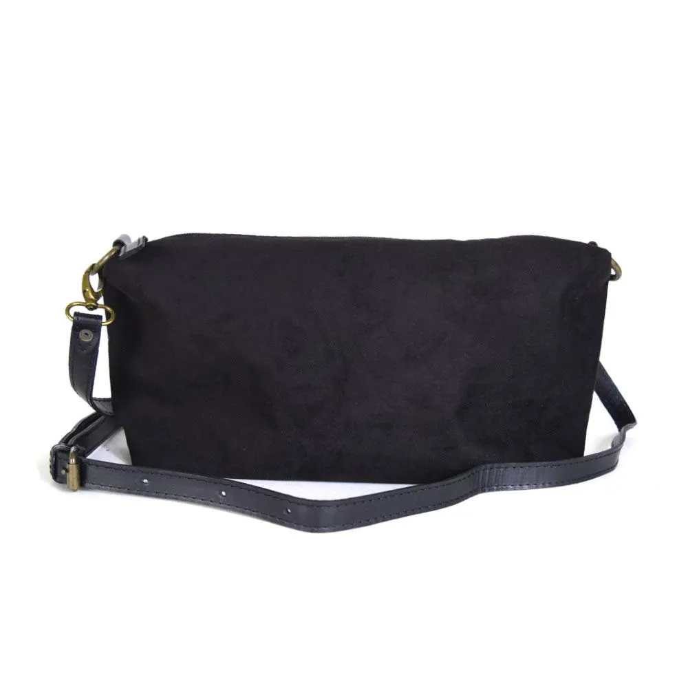 Foldover Tote in Black Leather C ncled Carry