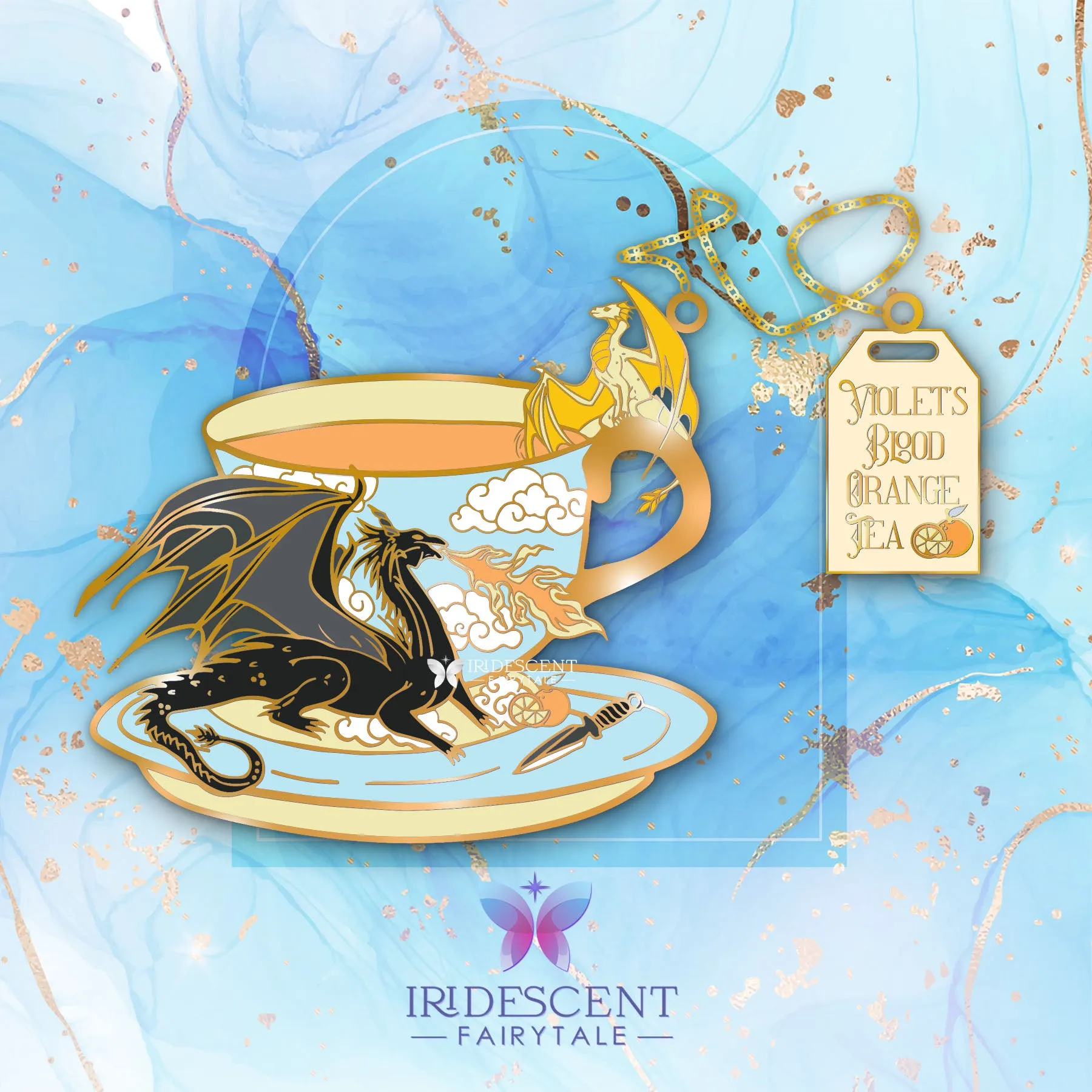 Fourth Wing Tea Cup Metal Bookmark