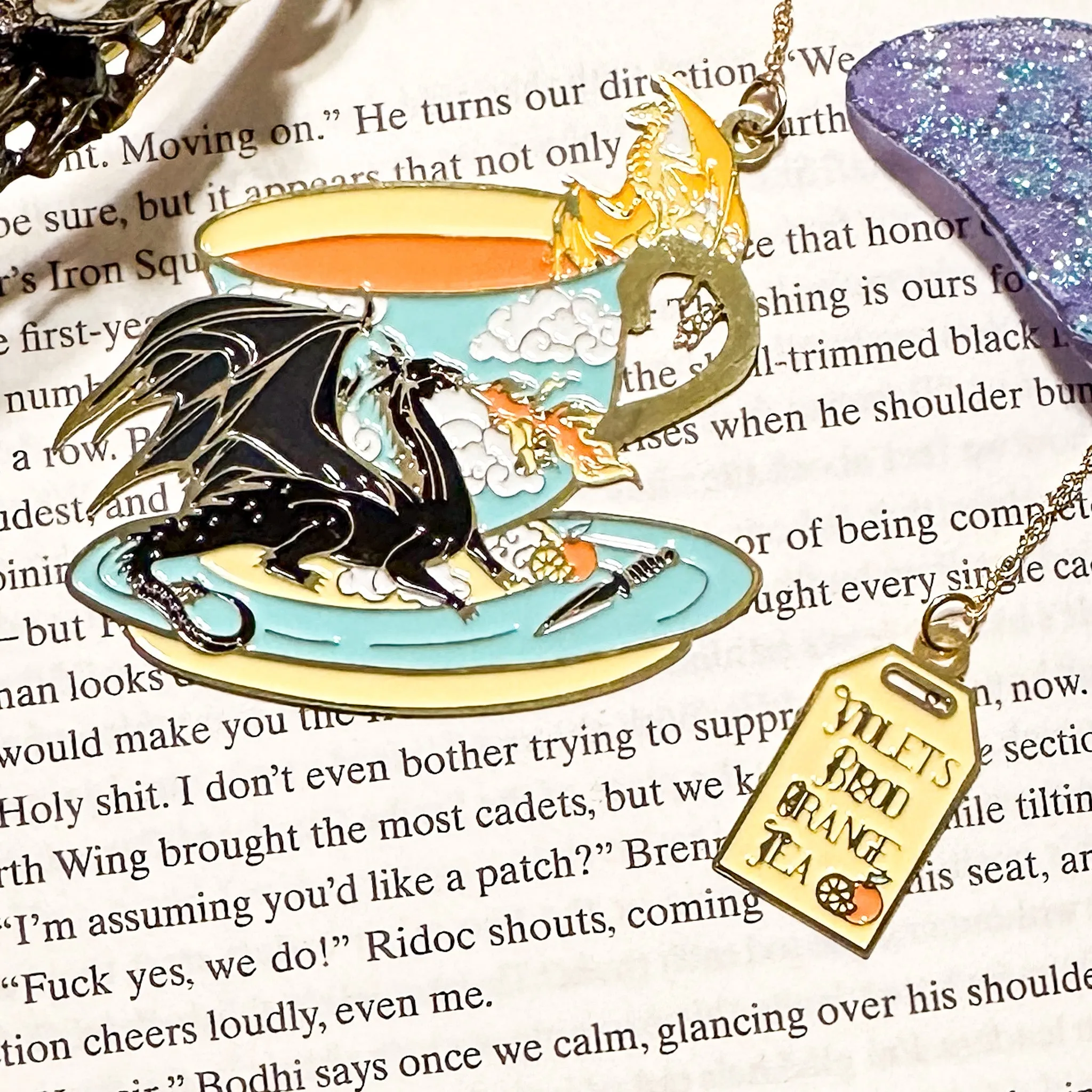 Fourth Wing Tea Cup Metal Bookmark