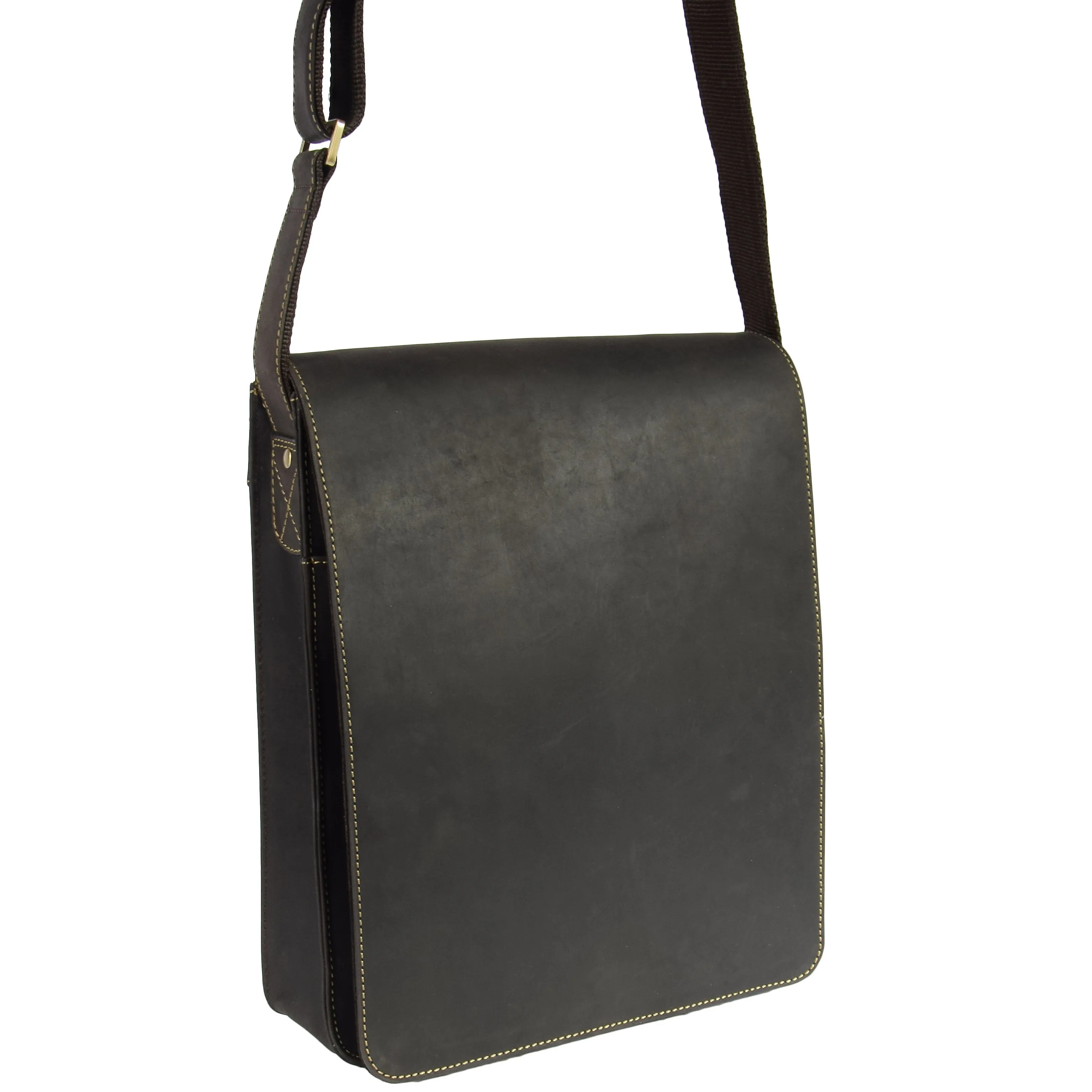 Gents Leather Messenger Shoulder Cross Body News Boy Bag A41 Brown