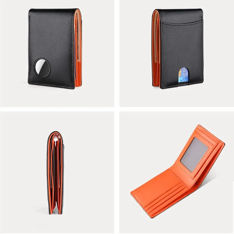 Genuine Leather Wallet With Airtag Pouch