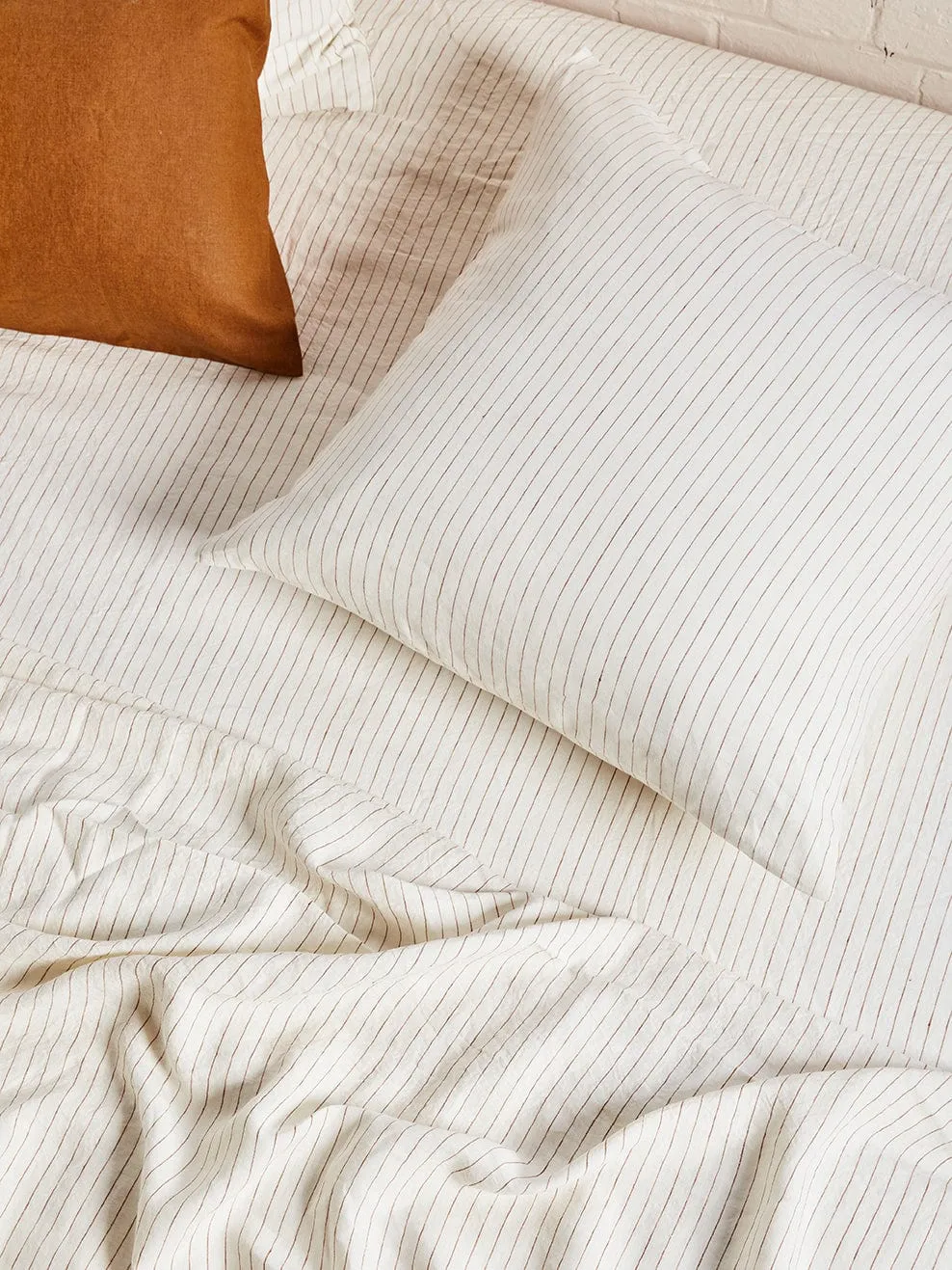 Ginger Pinstripe – Linen Euro Pillowcase Set