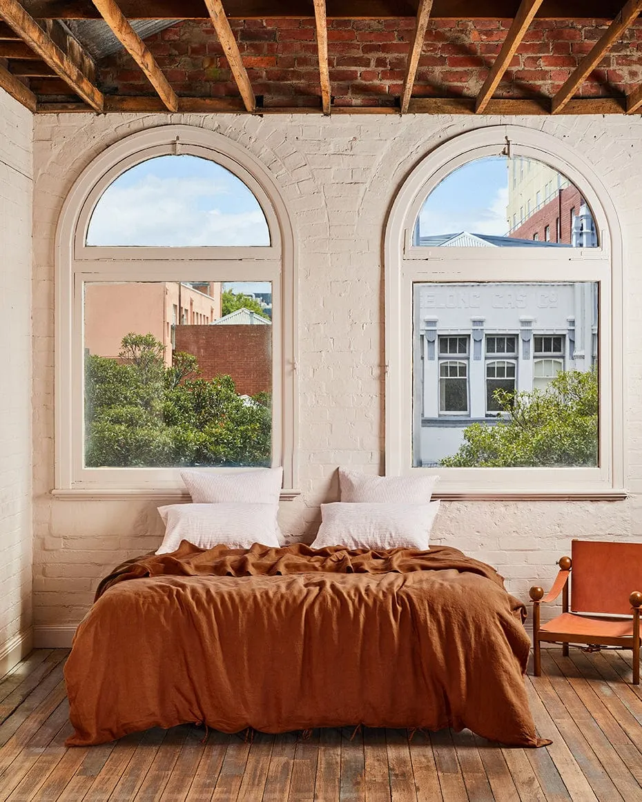 Ginger Pinstripe – Linen Euro Pillowcase Set