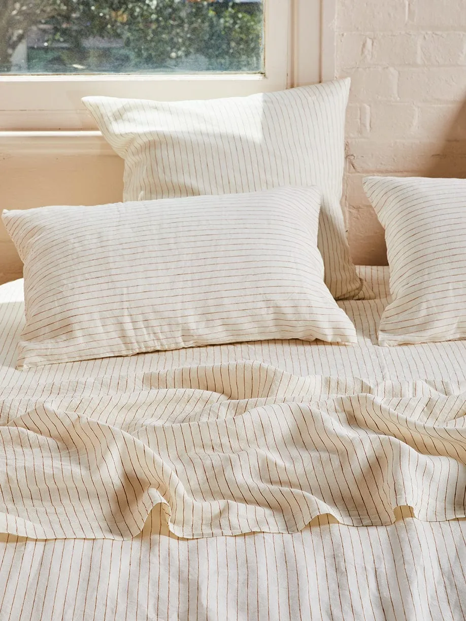 Ginger Pinstripe – Linen Euro Pillowcase Set