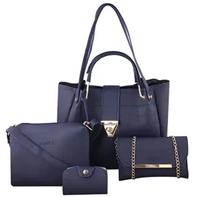 GM Creations ? PU Leather Latest Trendy Fashionable Ladies Top Handle Handbag With Sling Bag Shoulder Bag Clutch Combo 4pcs Purse Set For Women And Girl Bag(Blue)