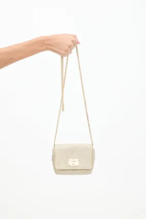 Gold Glitter Mini Ruby Chain Flap Bag