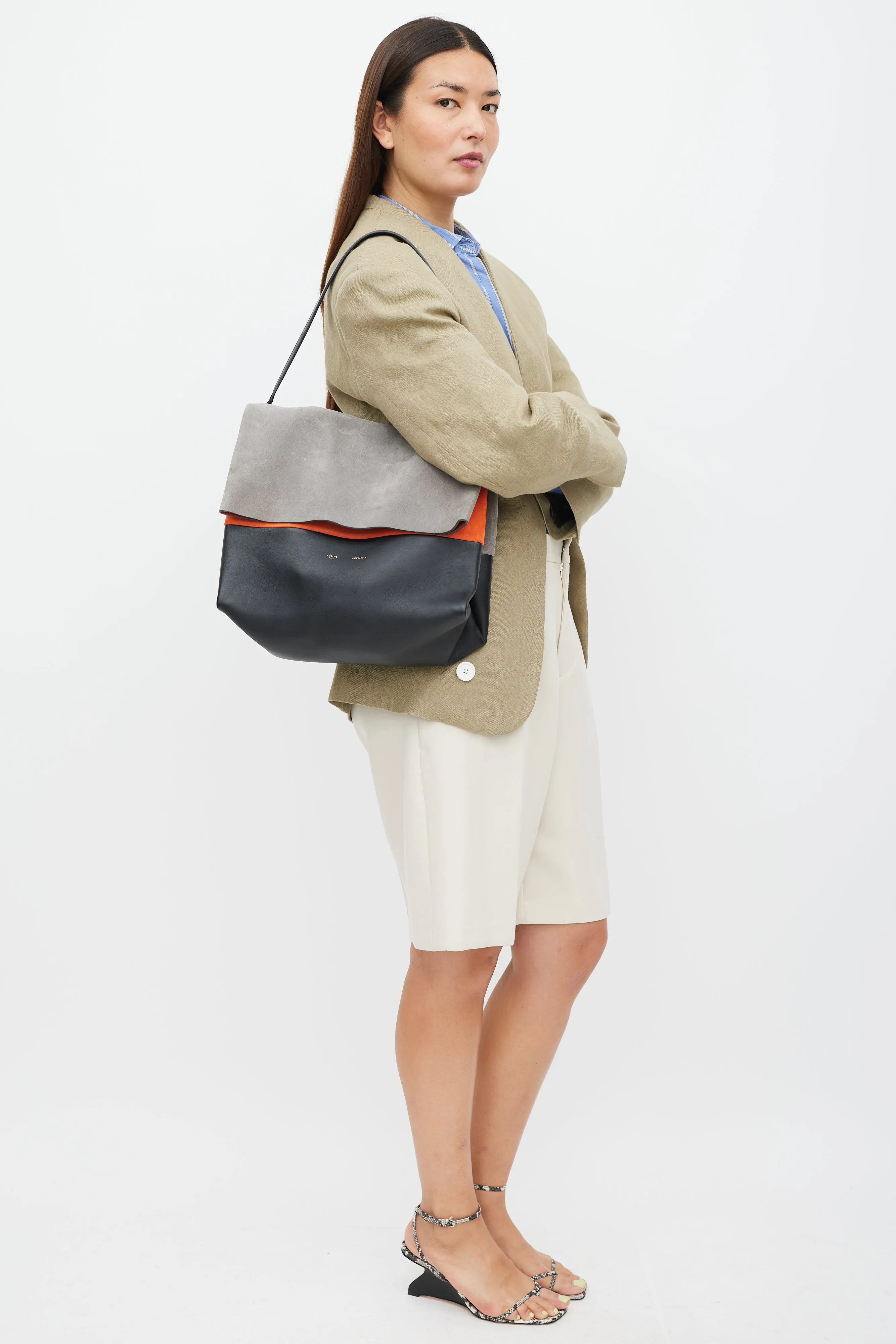 Grey & Multicolour Leather All Soft Bag