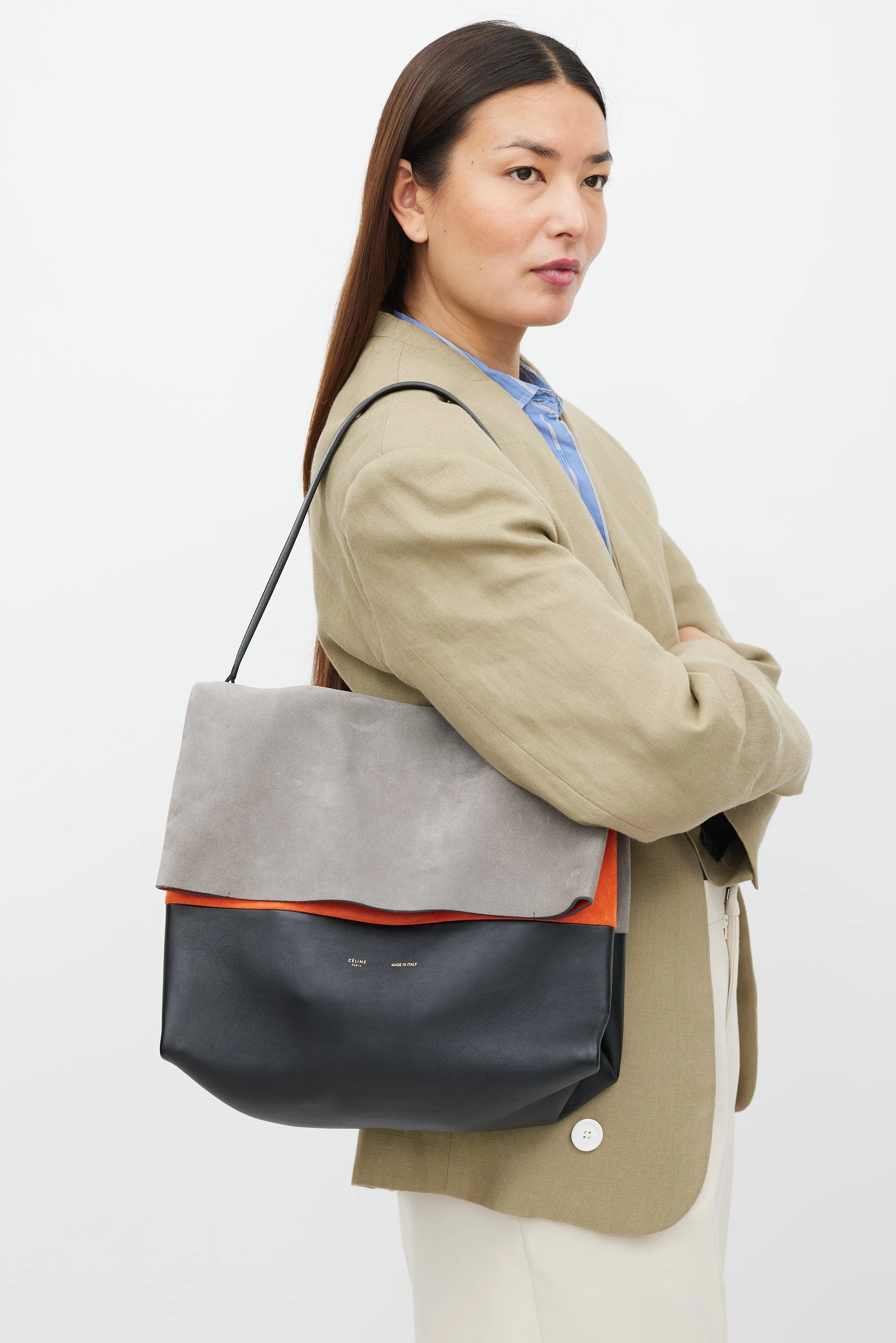 Grey & Multicolour Leather All Soft Bag