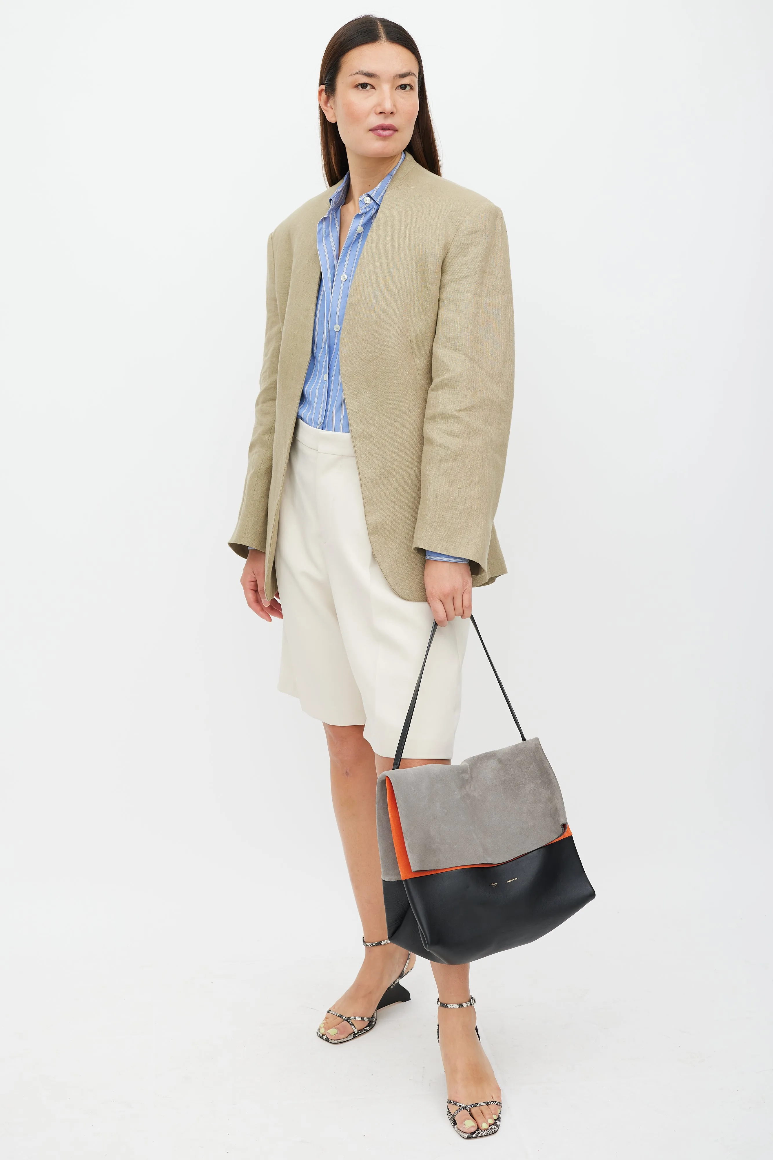 Grey & Multicolour Leather All Soft Bag