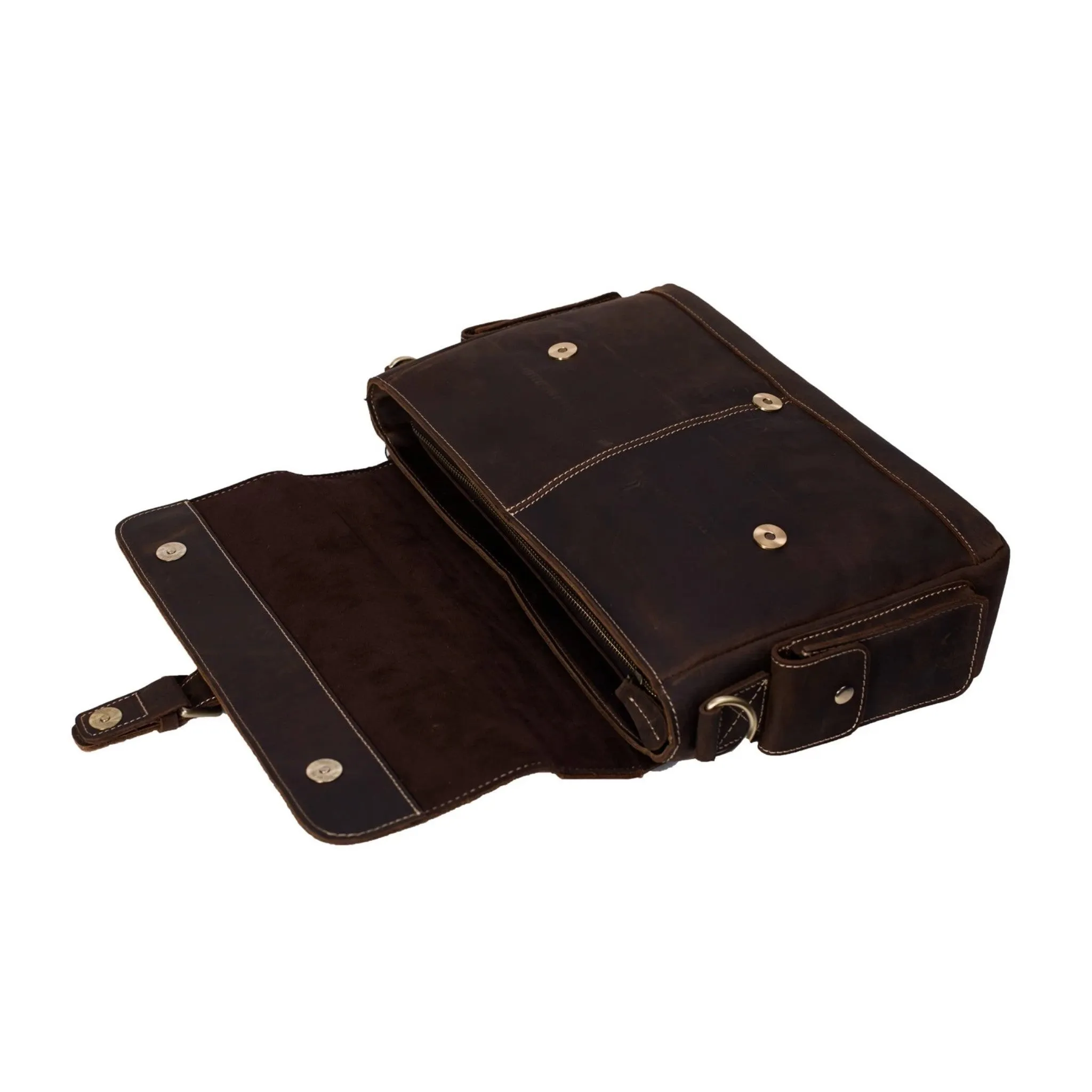 Handmade Genuine Leather Compact Satchel Briefcase