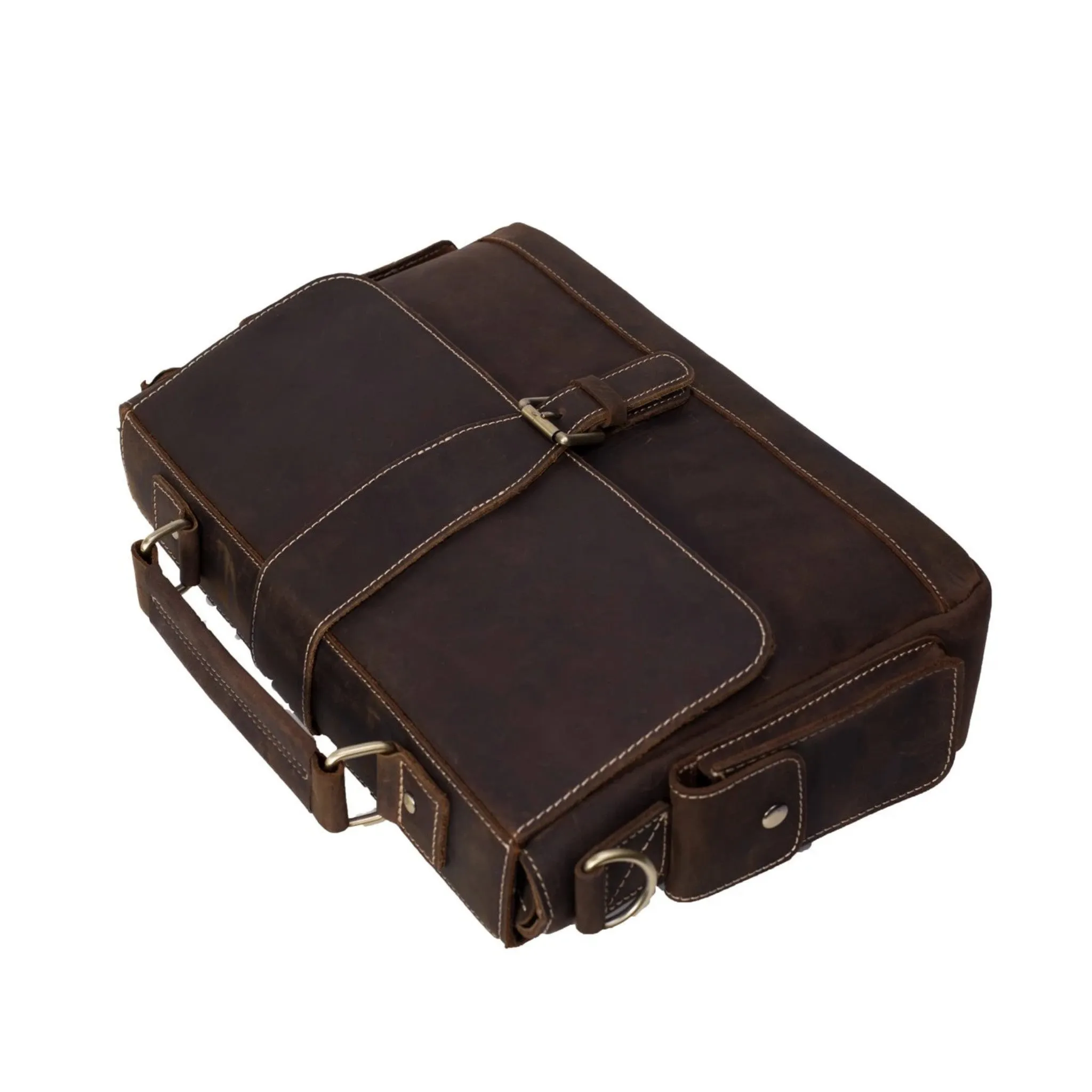 Handmade Genuine Leather Compact Satchel Briefcase