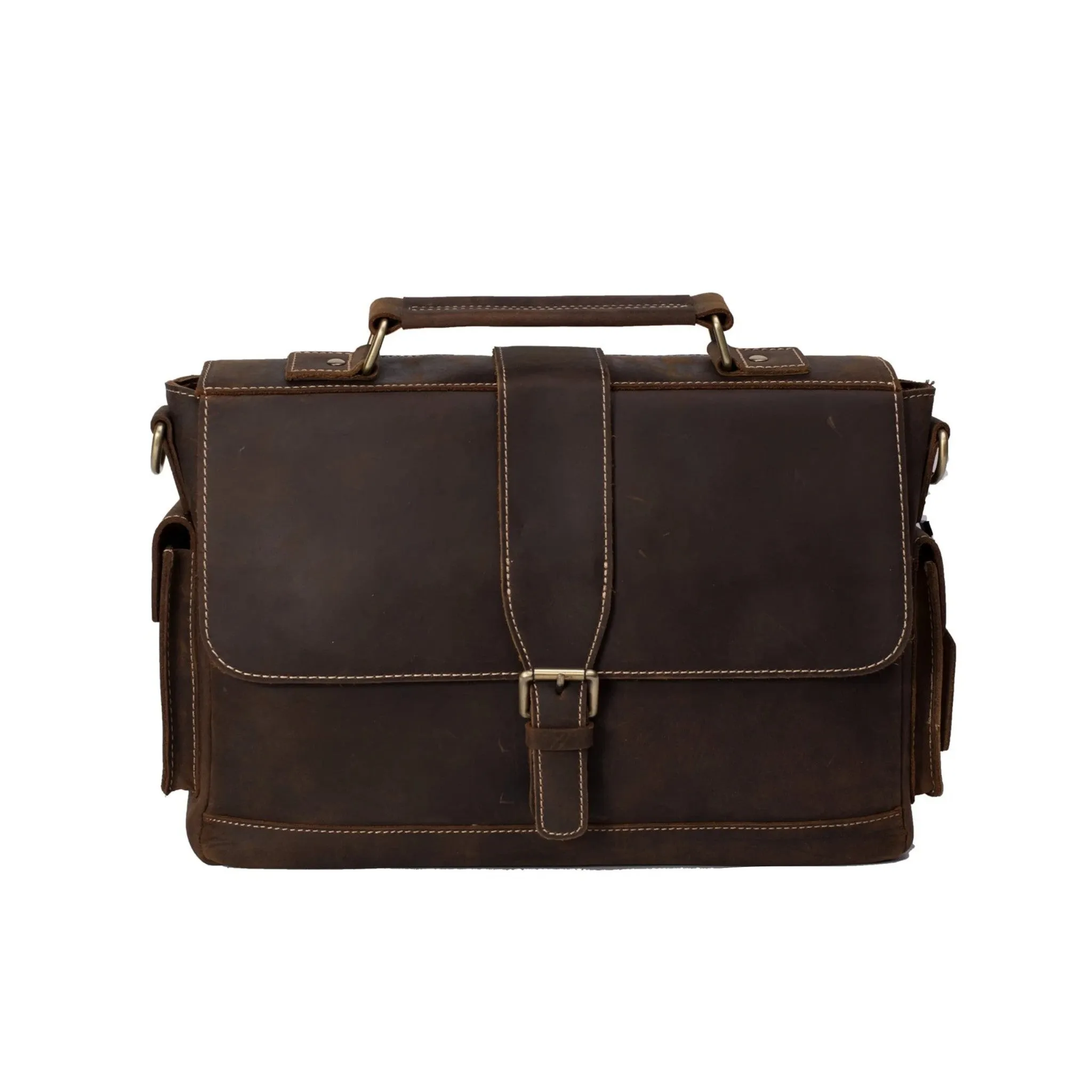 Handmade Genuine Leather Compact Satchel Briefcase