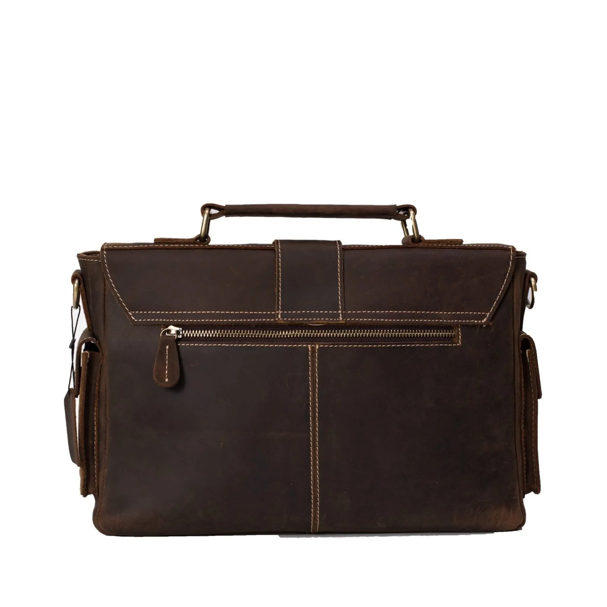 Handmade Genuine Leather Compact Satchel Briefcase