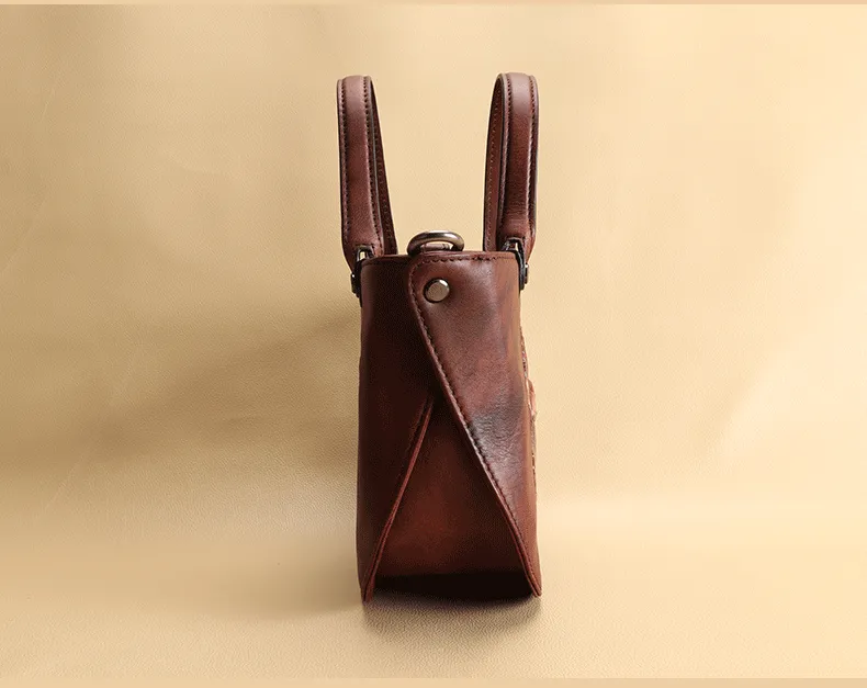 Handmade Ladies Embossed Leather Crossbody Purse Handbags For Women