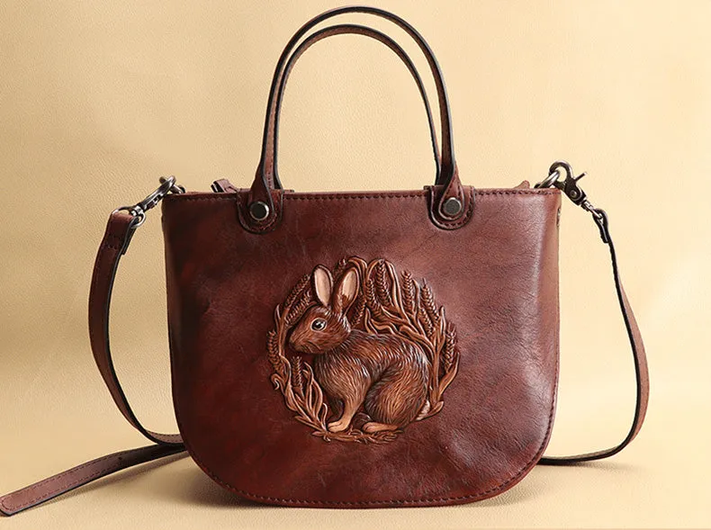 Handmade Ladies Embossed Leather Crossbody Purse Handbags For Women