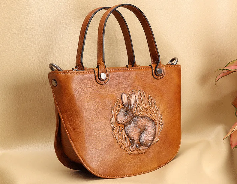 Handmade Ladies Embossed Leather Crossbody Purse Handbags For Women