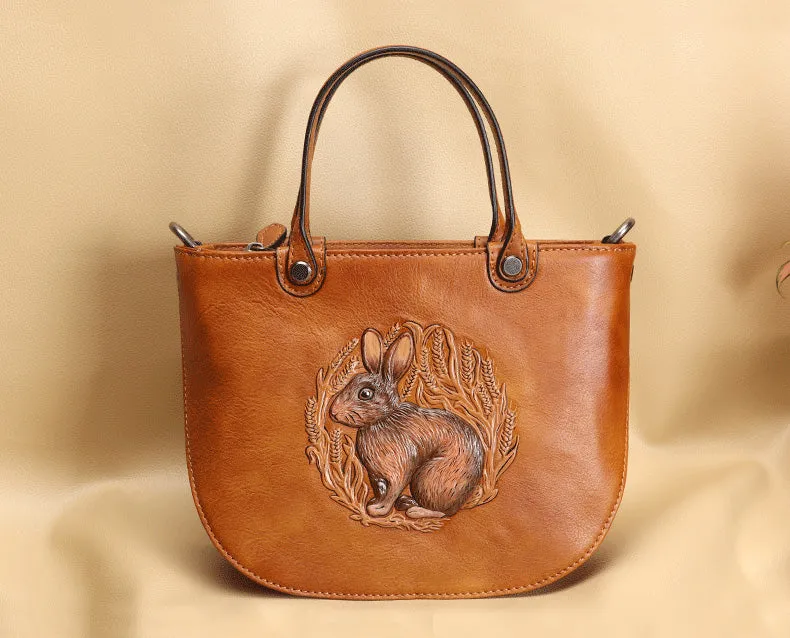 Handmade Ladies Embossed Leather Crossbody Purse Handbags For Women
