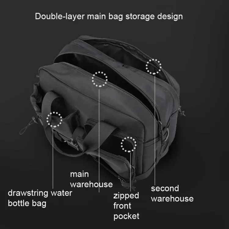HAOSHUAI 822 Men Large Capacity Casual Shoulder Messenger Bag Handle Computer Bag(Black)