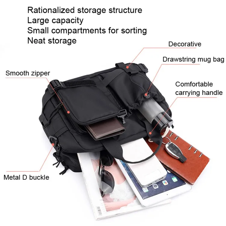 HAOSHUAI 822 Men Large Capacity Casual Shoulder Messenger Bag Handle Computer Bag(Black)