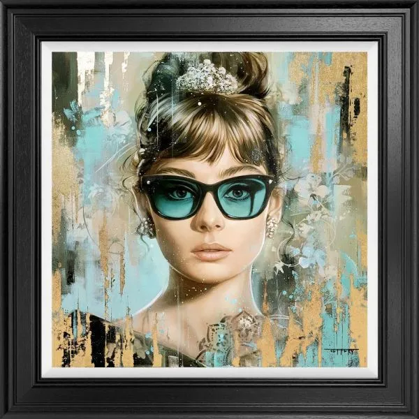 Hepburn Blue Hand Embellished Canvas by Ben Jeffery