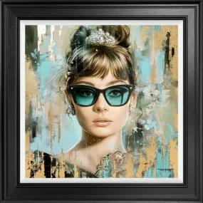 Hepburn Blue Hand Embellished Canvas by Ben Jeffery