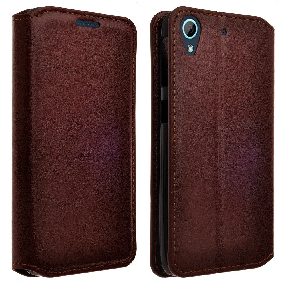 HTC Desire 626 Case, Wallet Case, Pu Leather Wallet [Kickstand] Case with ID & Credit Card Slots - Brown