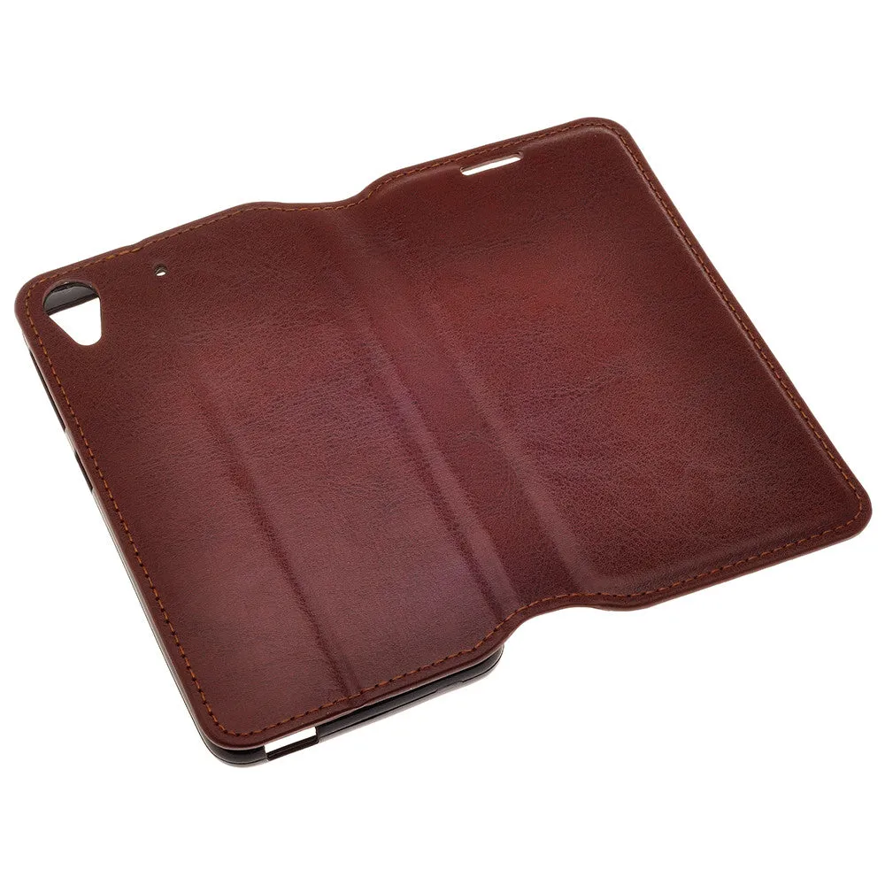 HTC Desire 626 Case, Wallet Case, Pu Leather Wallet [Kickstand] Case with ID & Credit Card Slots - Brown