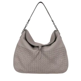 Intrecciato Cervo Flap-Top Gray Hobo Bag
