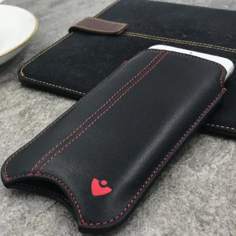 iPhone SE-2020 Wallet Case in Black Napa Leather | Screen Cleaning and Sanitizing Lining.