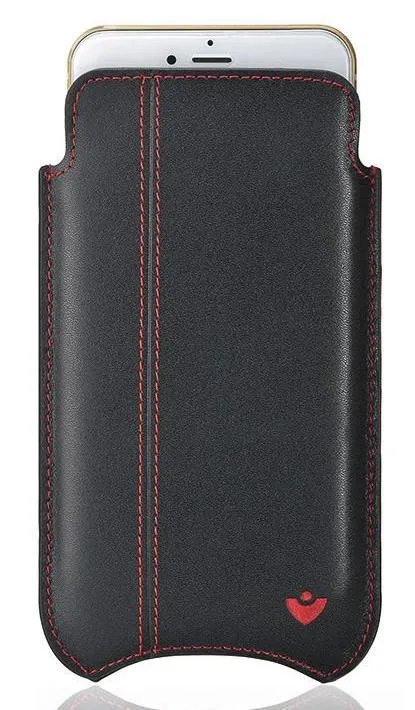iPhone SE-2020 Wallet Case in Black Napa Leather | Screen Cleaning and Sanitizing Lining.