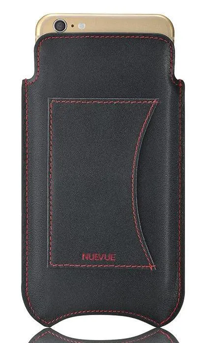 iPhone SE-2020 Wallet Case in Black Napa Leather | Screen Cleaning and Sanitizing Lining.