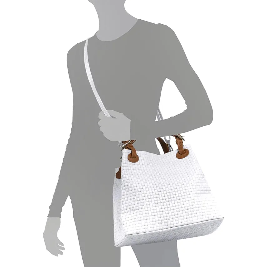 Italian Woven Handbag-Shoulder Strap Beige