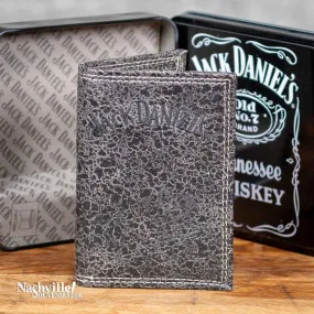 Jack Daniels BiFold Wallet Embroidered Gray and Black Accent