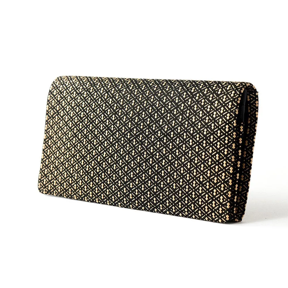 Koshu Inden Japanese Deerskin Leather with Urushi (Japanese Lacquer) Long Wallet - Gourd Pattern / Gray-Black - ,  Made in Japan,  Japanese Leather Wallet